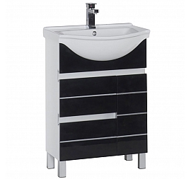 Тумба с умывальником Aquanet Доминика 60 см черно-белая