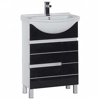 Тумба с умывальником Aquanet Доминика 60 см черно-белая