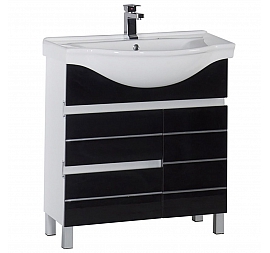 Тумба с умывальником Aquanet Доминика 80 см черно-белая