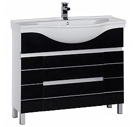 Тумба с умывальником Aquanet Доминика 100 см черно-белая