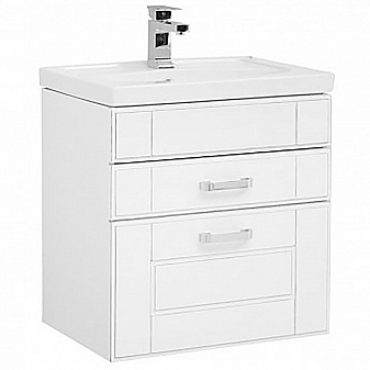 Тумба с умывальником Aquanet Рондо 60 см 2 ящика белый антик