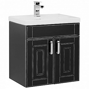 Тумба с умывальником Aquanet Рондо 60 см 2 дверцы черный антик