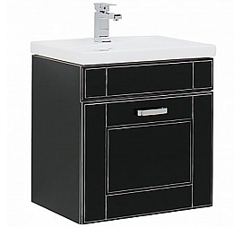 Тумба с умывальником Aquanet Рондо 60 см 1 ящик черный антик