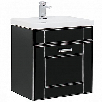 Тумба с умывальником Aquanet Рондо 60 см 1 ящик черный антик