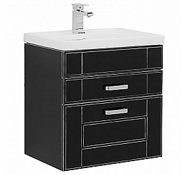 Тумба с умывальником Aquanet Рондо 60 см 2 ящика черный антик