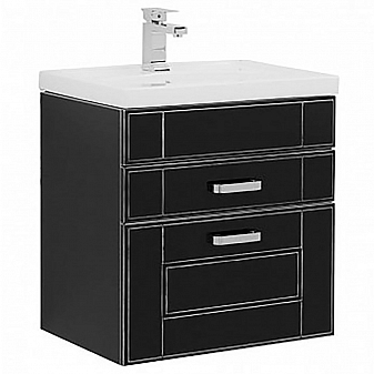 Тумба с умывальником Aquanet Рондо 60 см 2 ящика черный антик