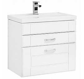 Тумба с умывальником Aquanet Рондо 70 см 2 ящика белый антик