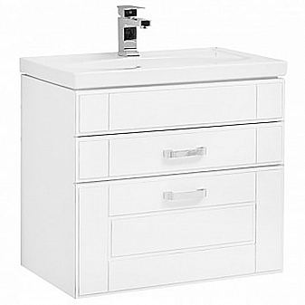 Тумба с умывальником Aquanet Рондо 70 см 2 ящика белый антик