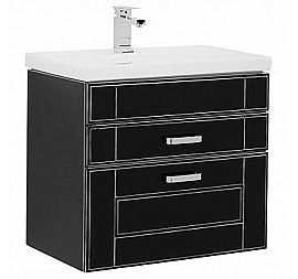 Тумба с умывальником Aquanet Рондо 70 см 2 ящика черный антик