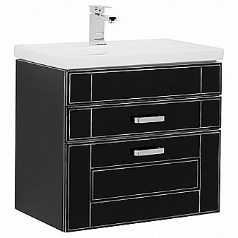 Тумба с умывальником Aquanet Рондо 70 см 2 ящика черный антик