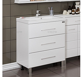 Тумба с умывальником Санта Омега 207039л 70 см напольная 3 ящика