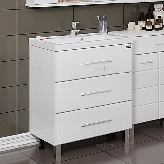 Тумба с умывальником Санта Омега 207039л 70 см напольная 3 ящика