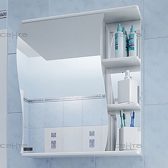 Шкаф зеркальный Санта Стандарт Волна 101005 50 см левый