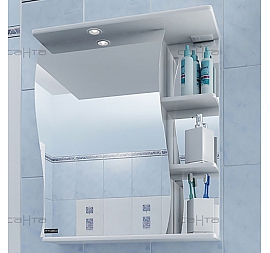 Шкаф зеркальный Санта Стандарт Волна 101007 50 см левый с подсветкой