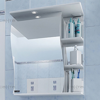 Шкаф зеркальный Санта Стандарт Волна 101007 50 см левый с подсветкой