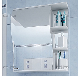 Шкаф зеркальный Санта Стандарт Волна 101009 55 см левый