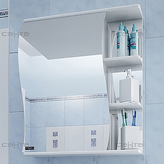 Шкаф зеркальный Санта Стандарт Волна 101009 55 см левый