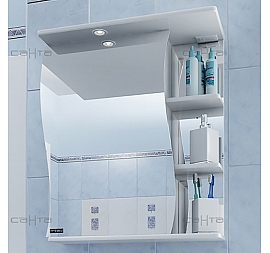 Шкаф зеркальный Санта Стандарт Волна 101011 55 см левый с подсветкой