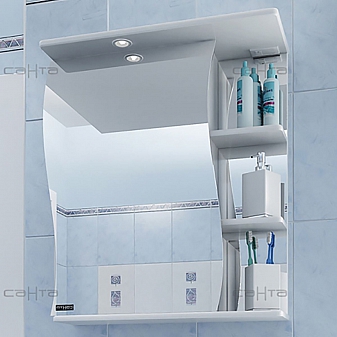 Шкаф зеркальный Санта Стандарт Волна 101011 55 см левый с подсветкой