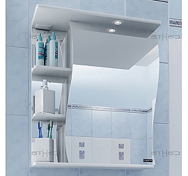 Шкаф зеркальный Санта Стандарт Волна 101012 55 см правый с подсветкой