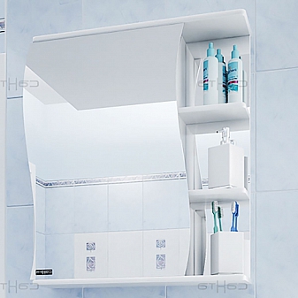 Шкаф зеркальный Санта Стандарт Волна 101013 60 см левый