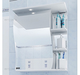 Шкаф зеркальный Санта Стандарт Волна 101015 60 см левый с подсветкой