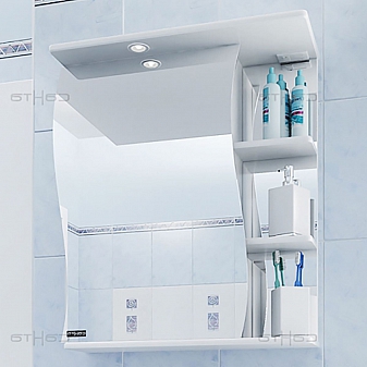 Шкаф зеркальный Санта Стандарт Волна 101015 60 см левый с подсветкой