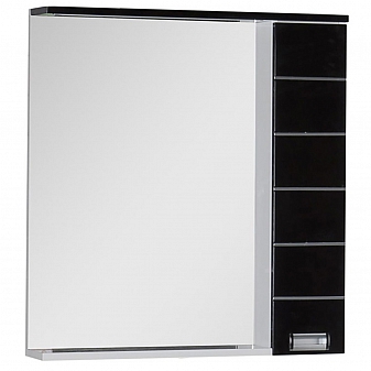 Шкаф зеркальный Aquanet Доминика 80 см черно-белый