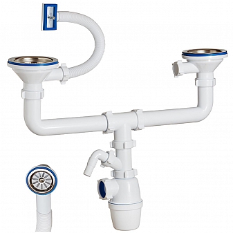 Сифон для кухонной мойки Orio K-40592 3 1/2"х40 мм двойной