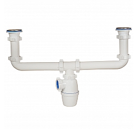 Сифон для кухонной мойки Orio A-4009 двойной с двумя выпусками