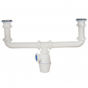 Сифон для кухонной мойки Orio A-4009 двойной с двумя выпусками