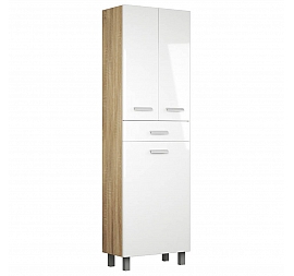 Пенал Uncoria Гарда 60 см дуб с корзиной для белья сонома/белый