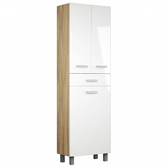 Пенал Uncoria Гарда 60 см дуб с корзиной для белья сонома/белый