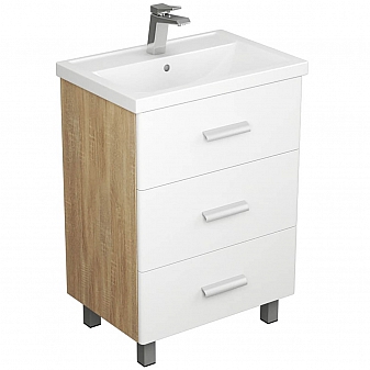 Тумба с умывальником Uncoria Гарда 60 см дуб сонома/белый