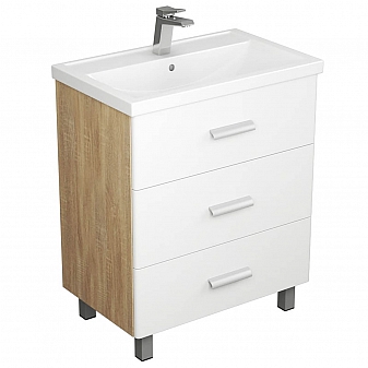 Тумба с умывальником Uncoria Гарда 70 см дуб сонома/белый