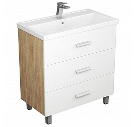 Тумба с умывальником Uncoria Гарда 80 см дуб сонома/белый