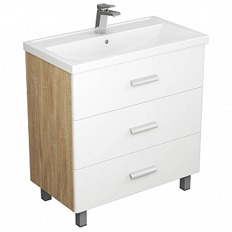 Тумба с умывальником Uncoria Гарда 80 см дуб сонома/белый