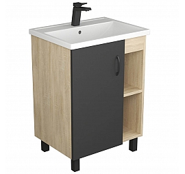 Тумба с умывальником Uncoria Дора 60 см дуб сонома/графит
