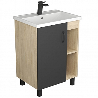 Тумба с умывальником Uncoria Дора 60 см дуб сонома/графит