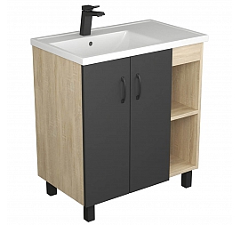 Тумба с умывальником Uncoria Дора 80 см дуб сонома/графит