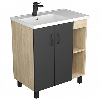 Тумба с умывальником Uncoria Дора 80 см дуб сонома/графит