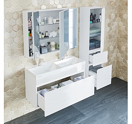 Тумба с умывальником Санта Марс 100 см 3 ящика Юпитер подвесная