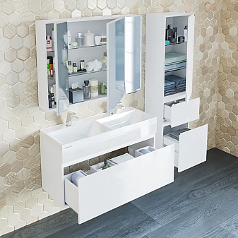 Тумба с умывальником Санта Марс 100 см 3 ящика Юпитер подвесная