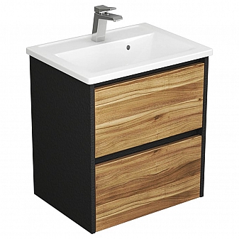 Тумба с умывальником Uncoria Тронто 60 см орех лион/чёрный