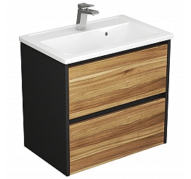 Тумба с умывальником Uncoria Тронто 70 см орех лион/чёрный