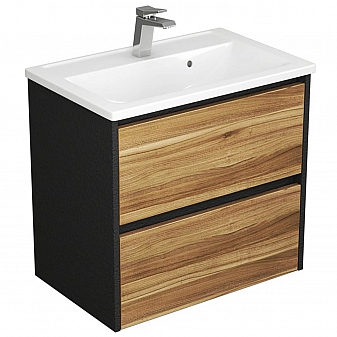 Тумба с умывальником Uncoria Тронто 70 см орех лион/чёрный