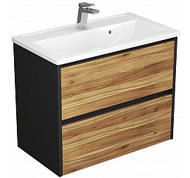 Тумба с умывальником Uncoria Тронто 80 см орех лион/чёрный