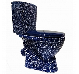 Унитаз-компакт Rosa Лира синий кракелюр