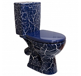 Унитаз-компакт Rosa Уют синий кракелюр