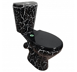 Унитаз-компакт Rosa Элегант чёрный кракелюр